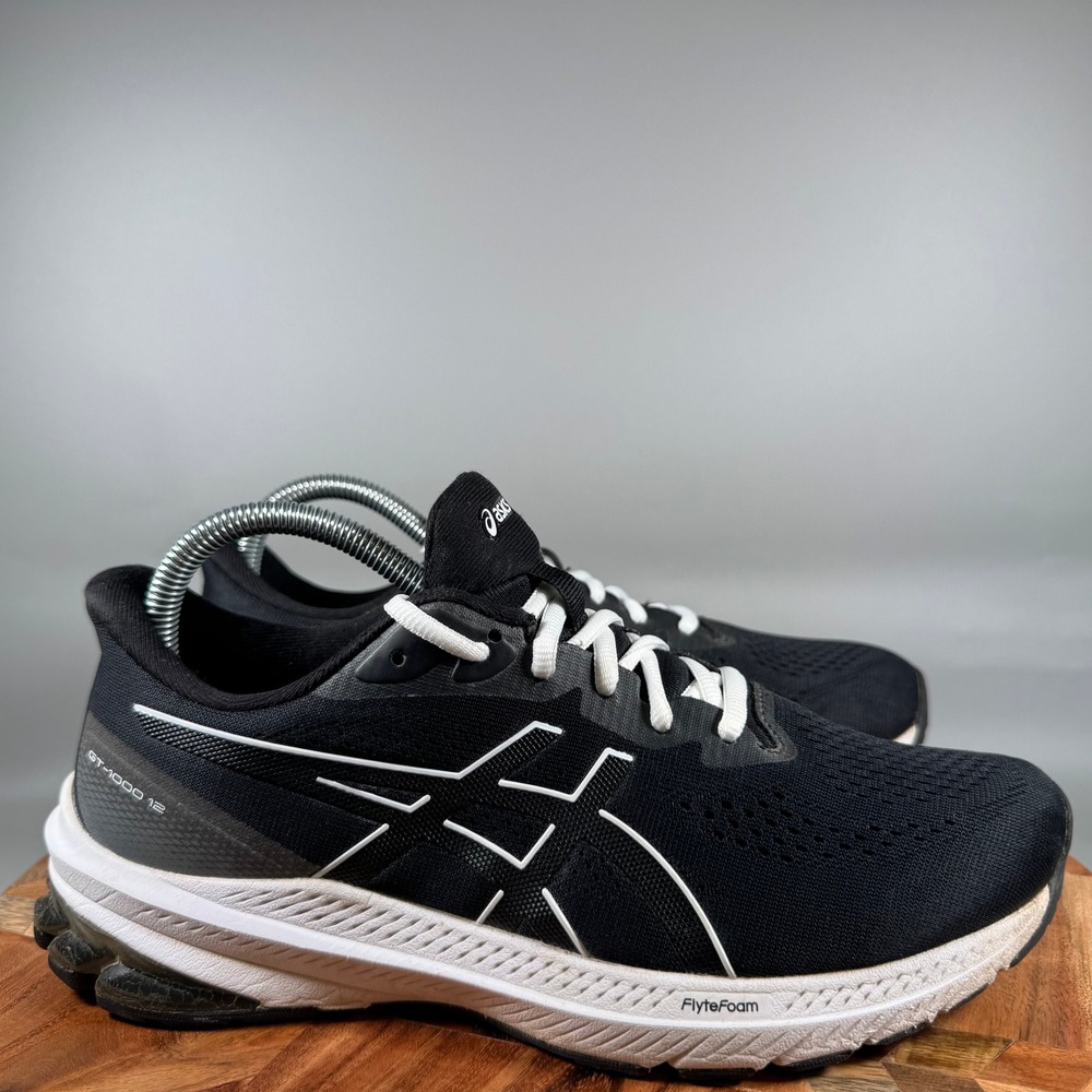 Asics GT-1000 12 Womens Running Shoes Black White 1012B450 Size 8.5